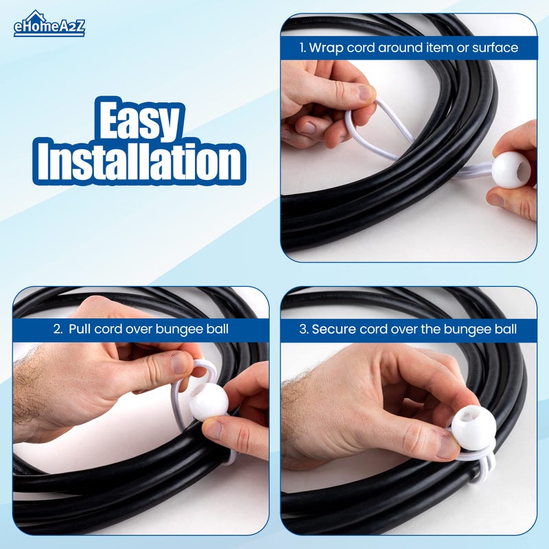 EHOMEA2Z Ball Bungee Cords 50 Pack 9-inch Diameter Bungee Balls for Canopy, Net, Posts, Garden, Tools, Cords, 5mm Weather-Resistant Cord, 100% Latex UV Treated - Ideal for Indoor and Outdoor Use - Image 4